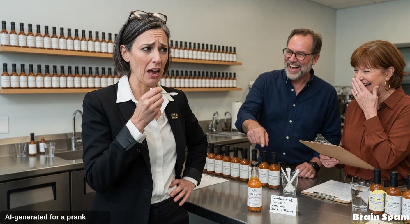 Greta vox samples hot sauce with minimal heat during april 26 2026 tasting